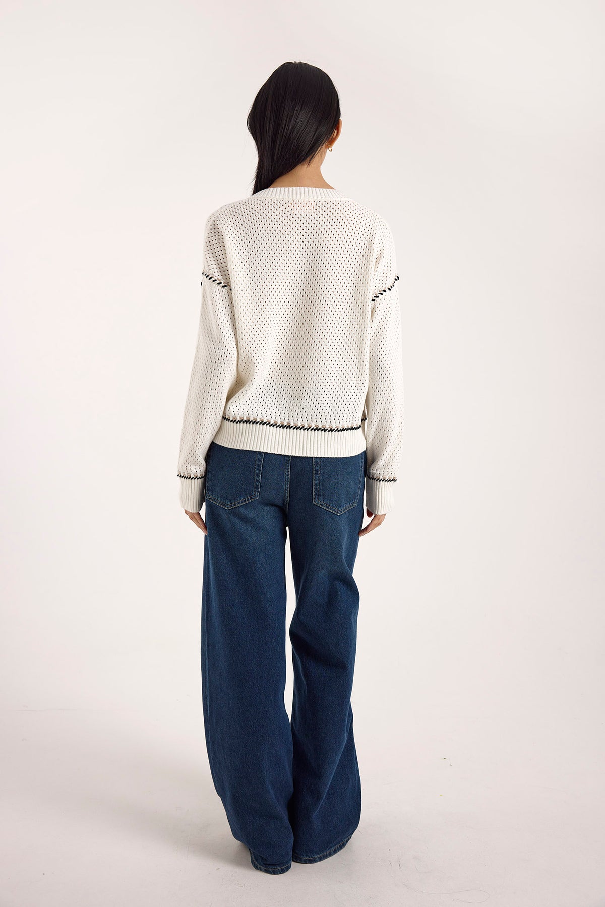 wispr by brodie selene stitch v-neck ivory