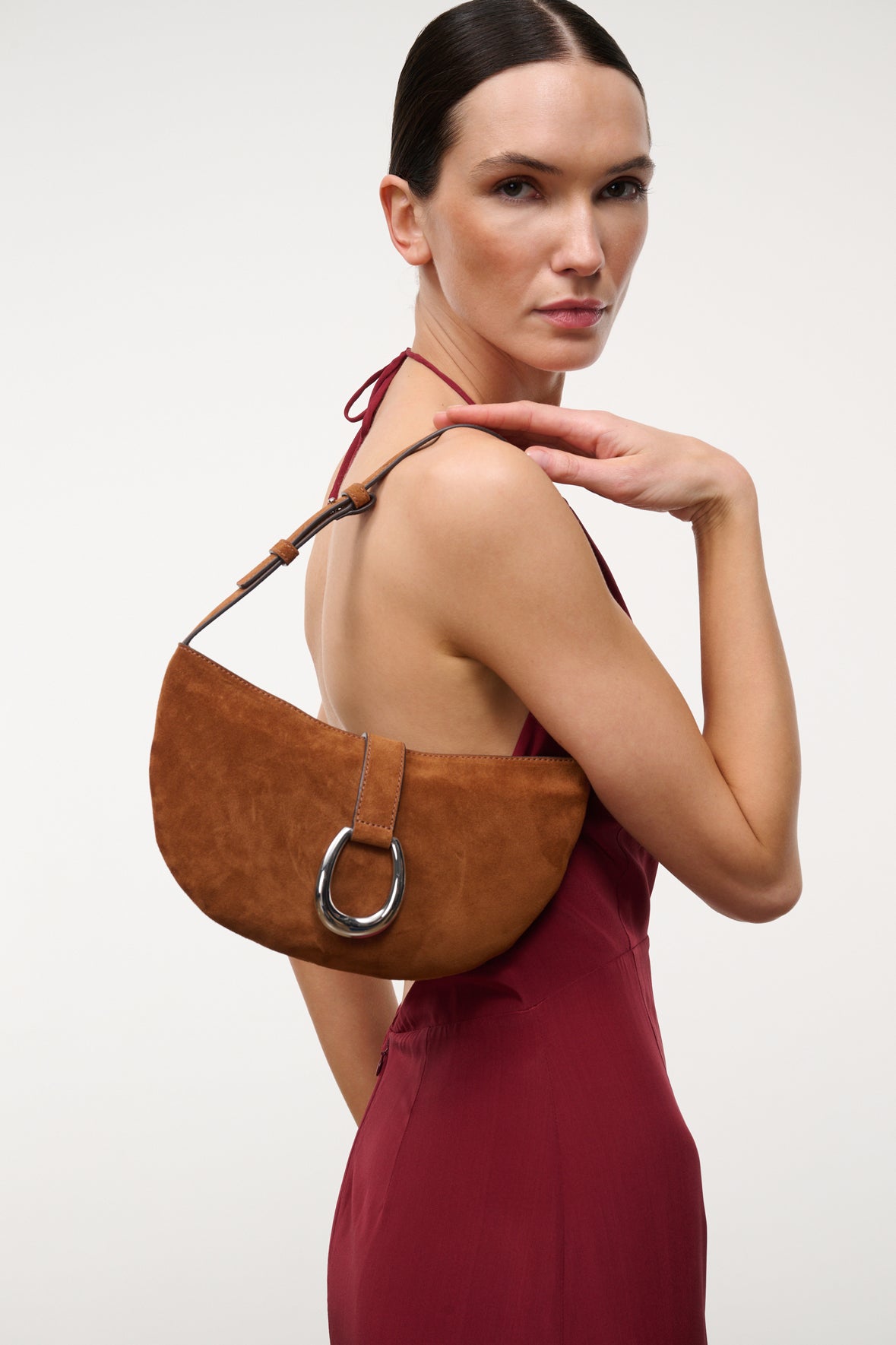 staud harlow crescent shoulder bag tabac