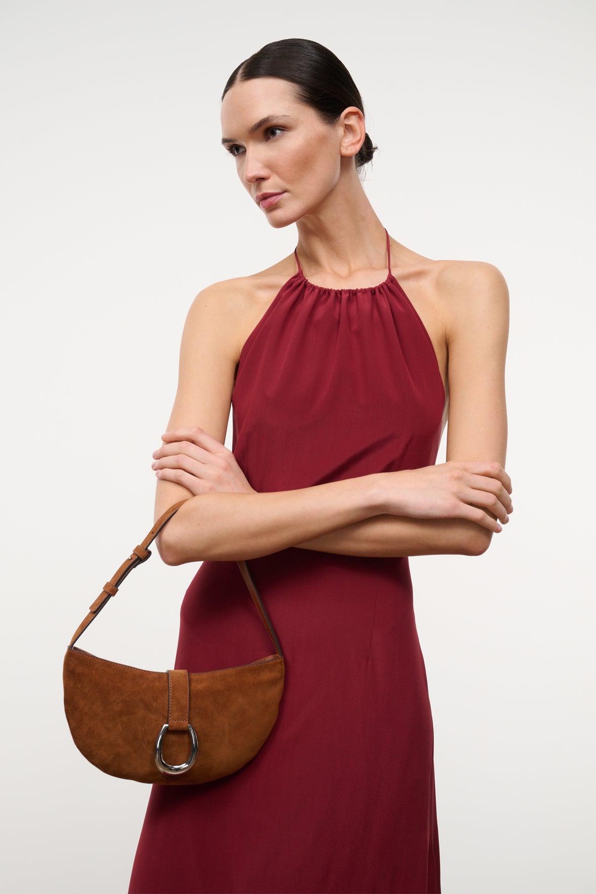 staud harlow crescent shoulder bag tabac