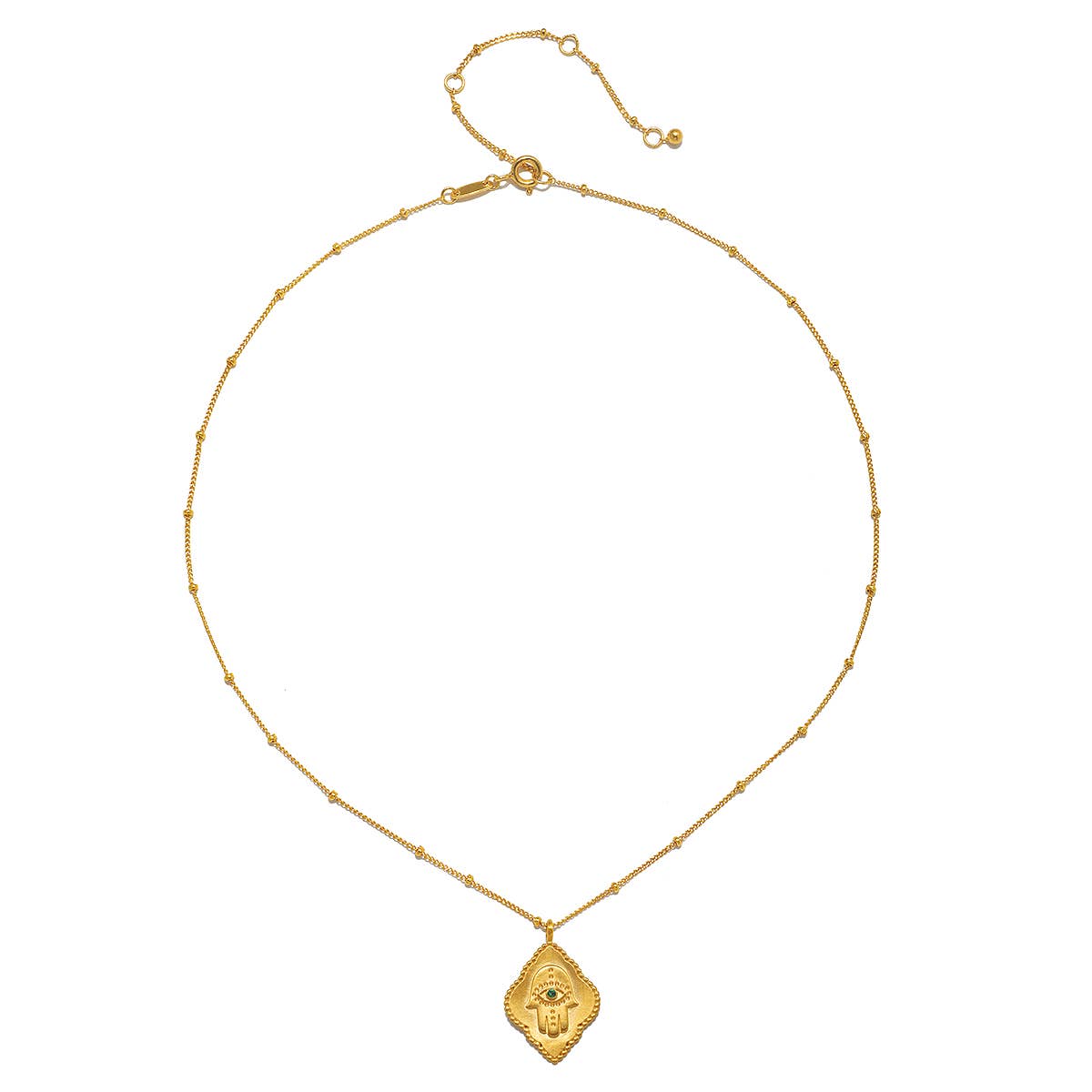 satya cradled in protection necklace
