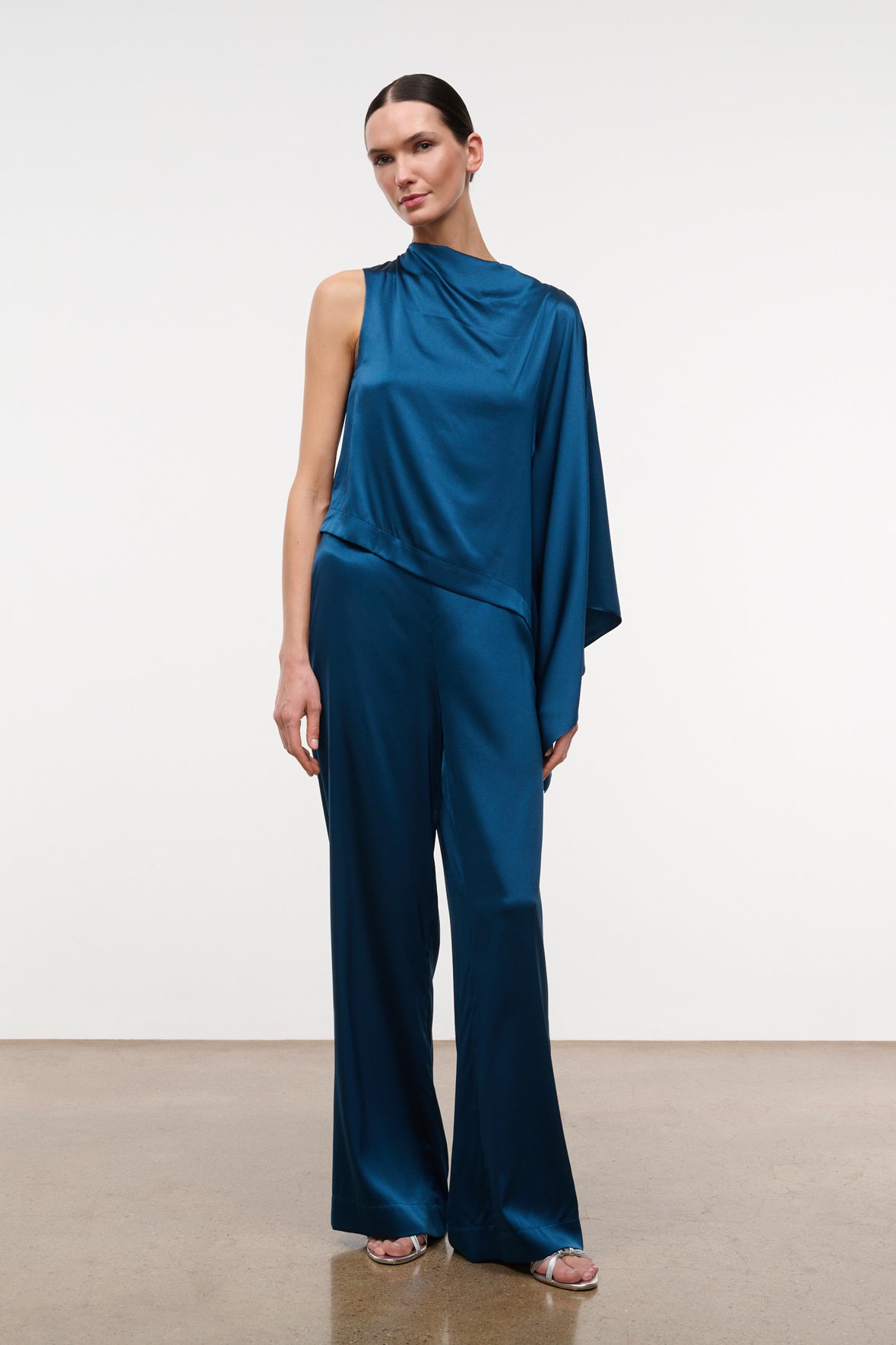 staud stroll silk pant harbor
