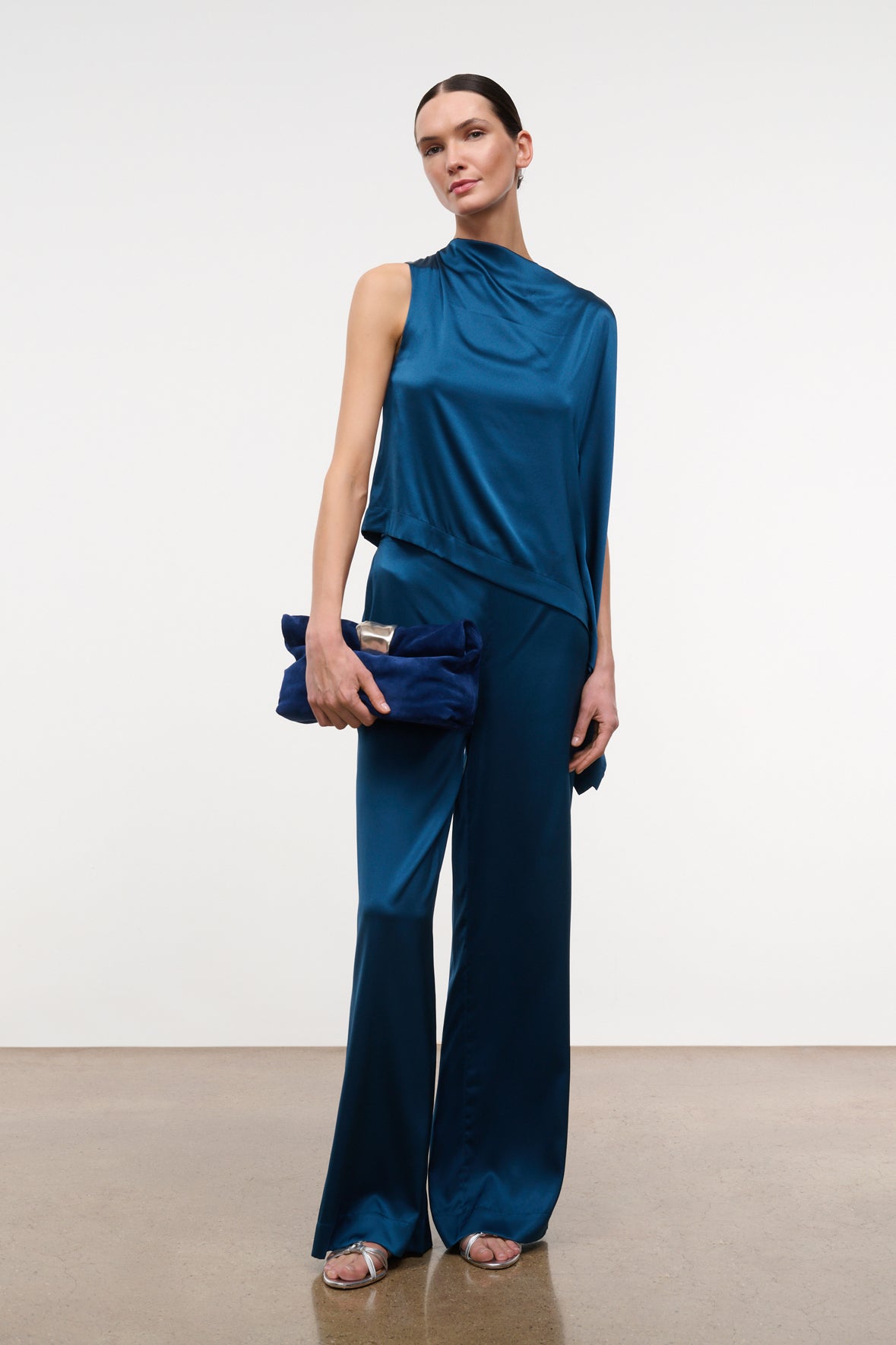 staud stroll silk pant harbor