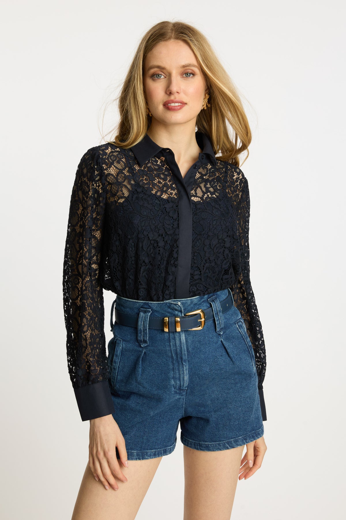 caballero emmie top dark navy lace