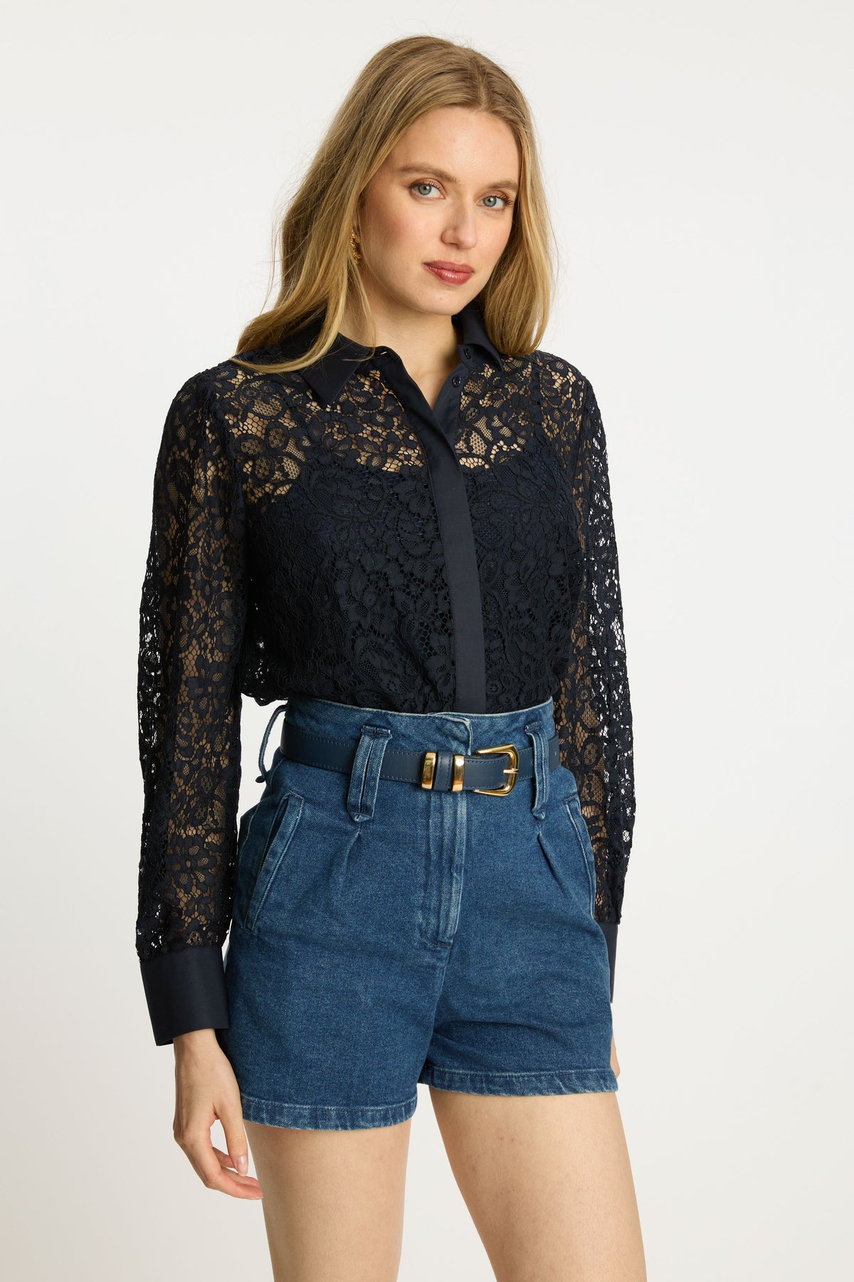 caballero emmie top dark navy lace
