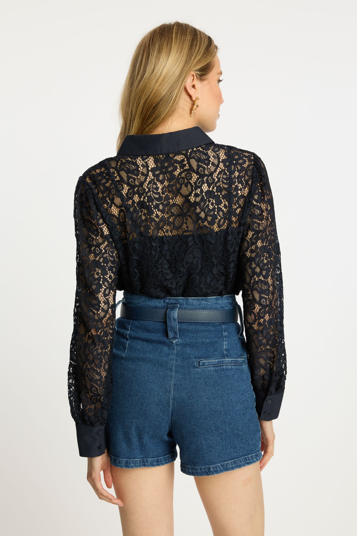caballero emmie top dark navy lace