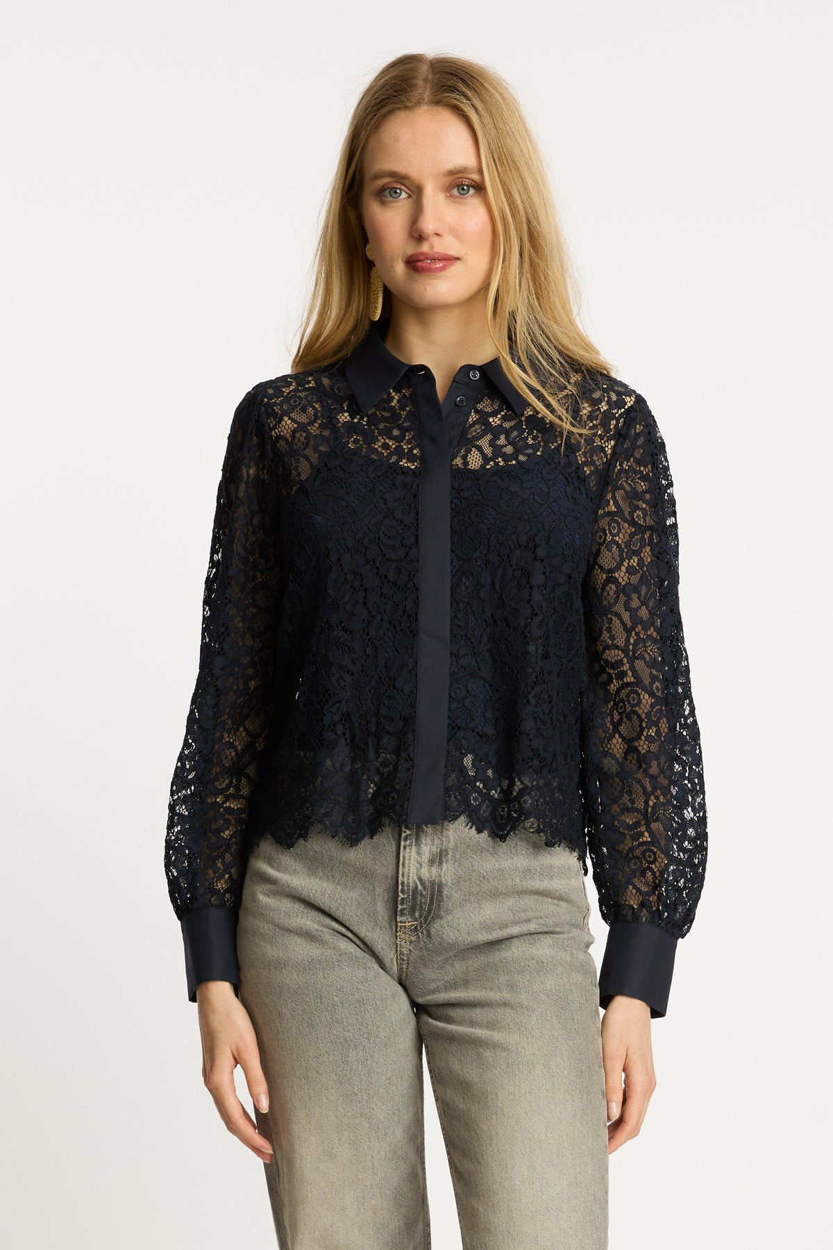 caballero emmie top dark navy lace