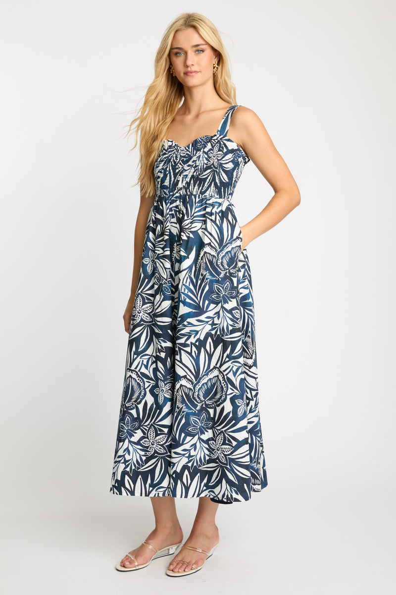 caballero josephine dress woodblock palm 