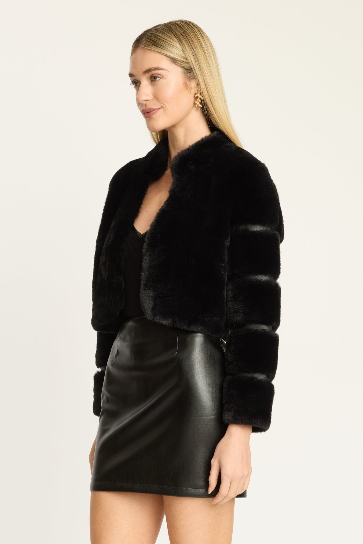 caballero abril faux fur jacket black