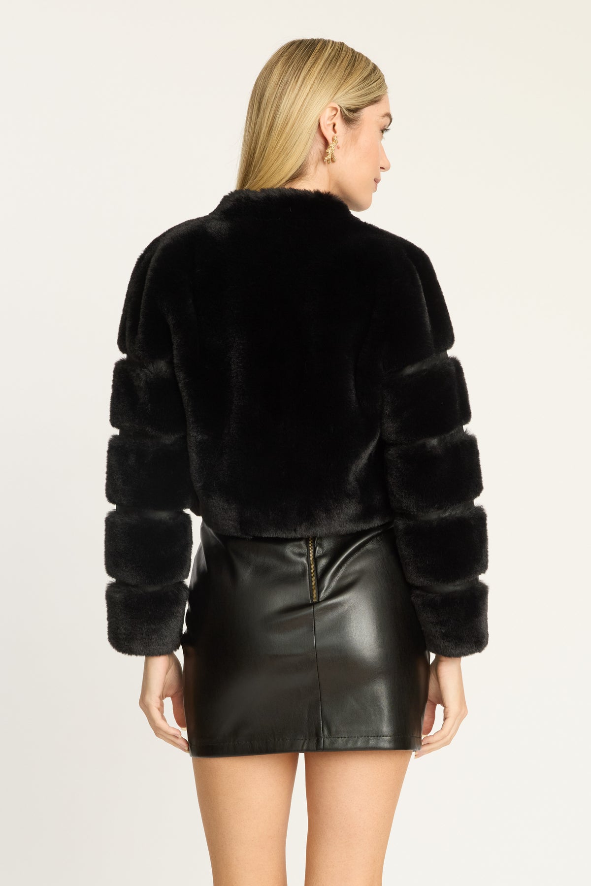 caballero abril faux fur jacket black