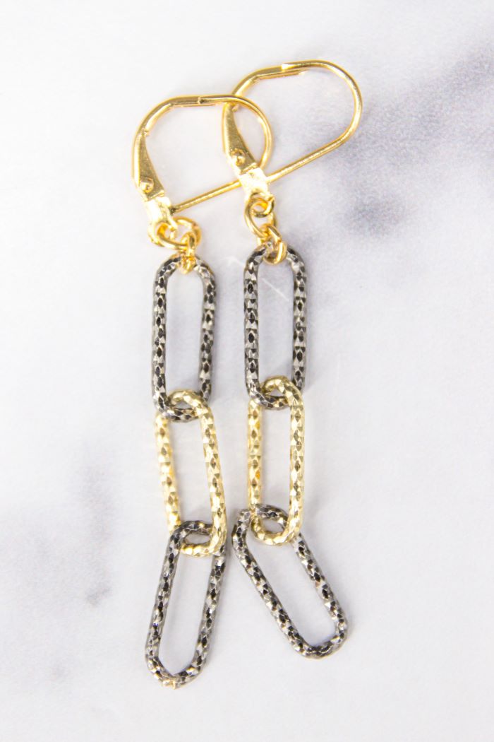 rachel reinhardt mixed metal paper clip earring