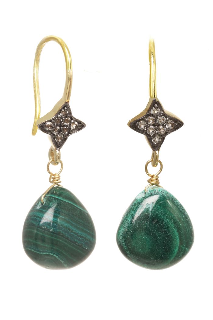 rachel reinhardt mini malachite teardrop earrings