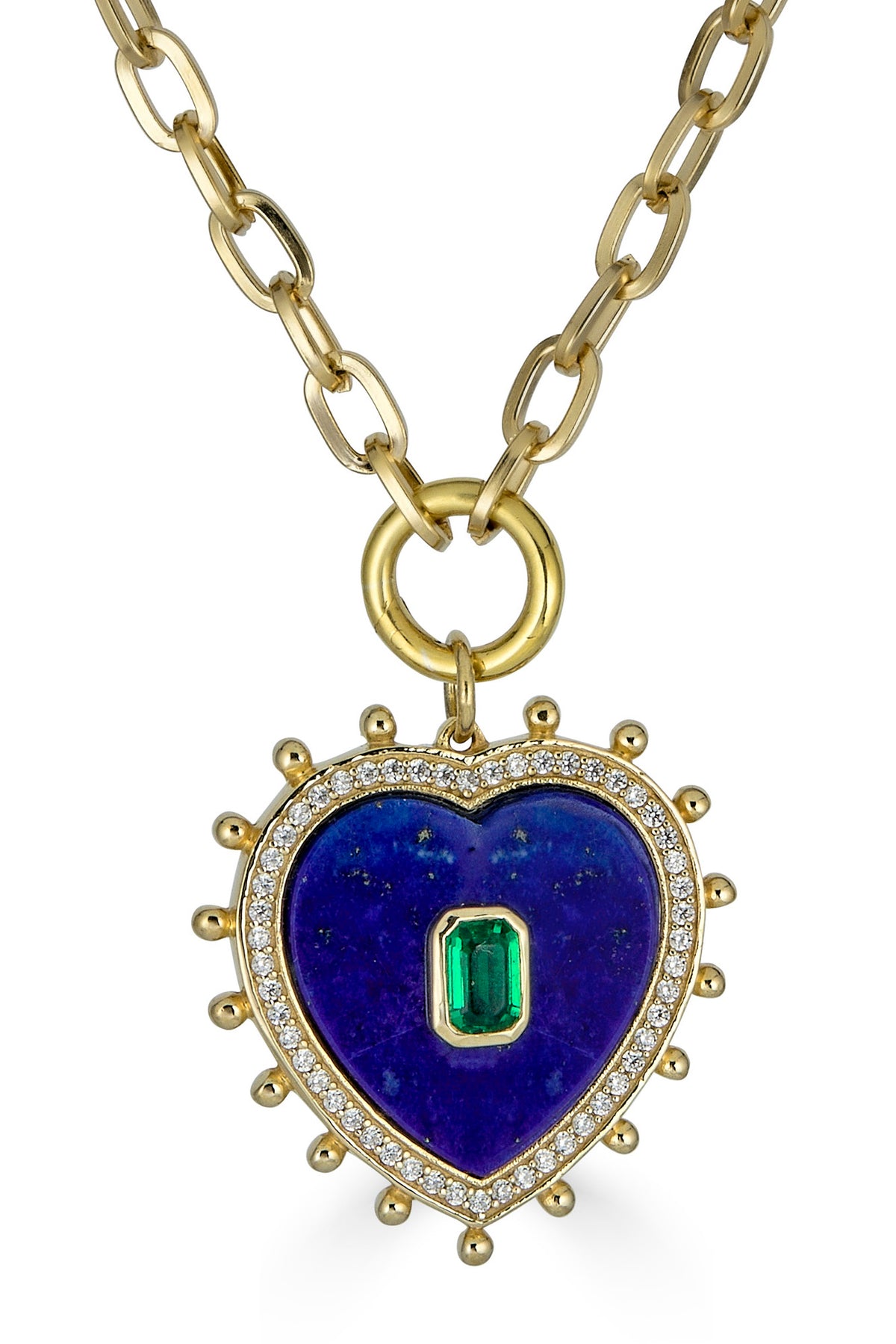 rachel reinhardt blue lapis and emerald heart necklace