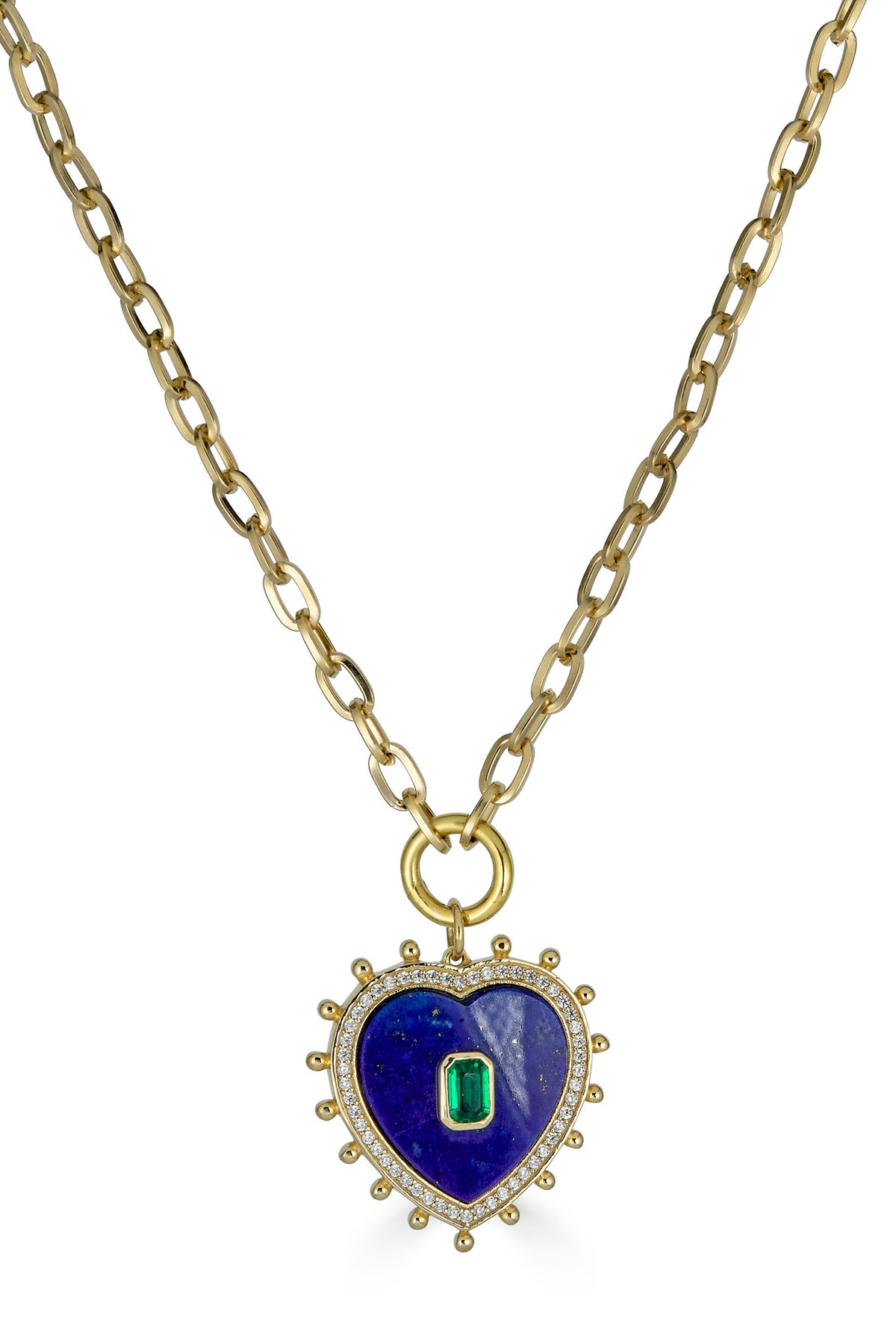 rachel reinhardt blue lapis and emerald heart necklace