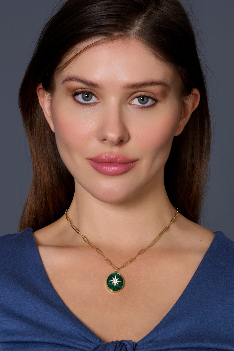 rachel reinhardt malachite pave star necklace