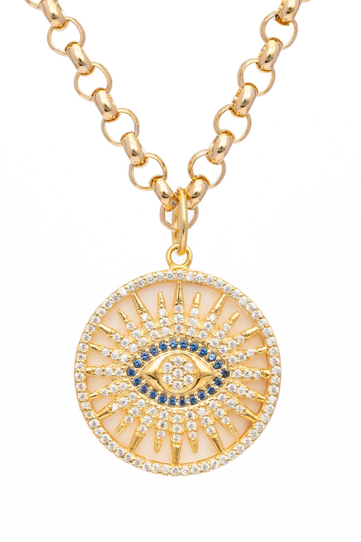 rachel reinhardt mother of pearl evil eye necklace