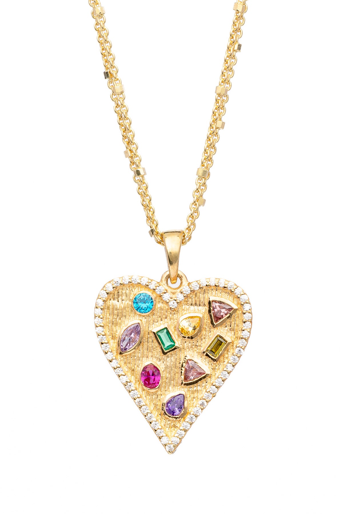 rachel reinhardt multi stone heart necklace