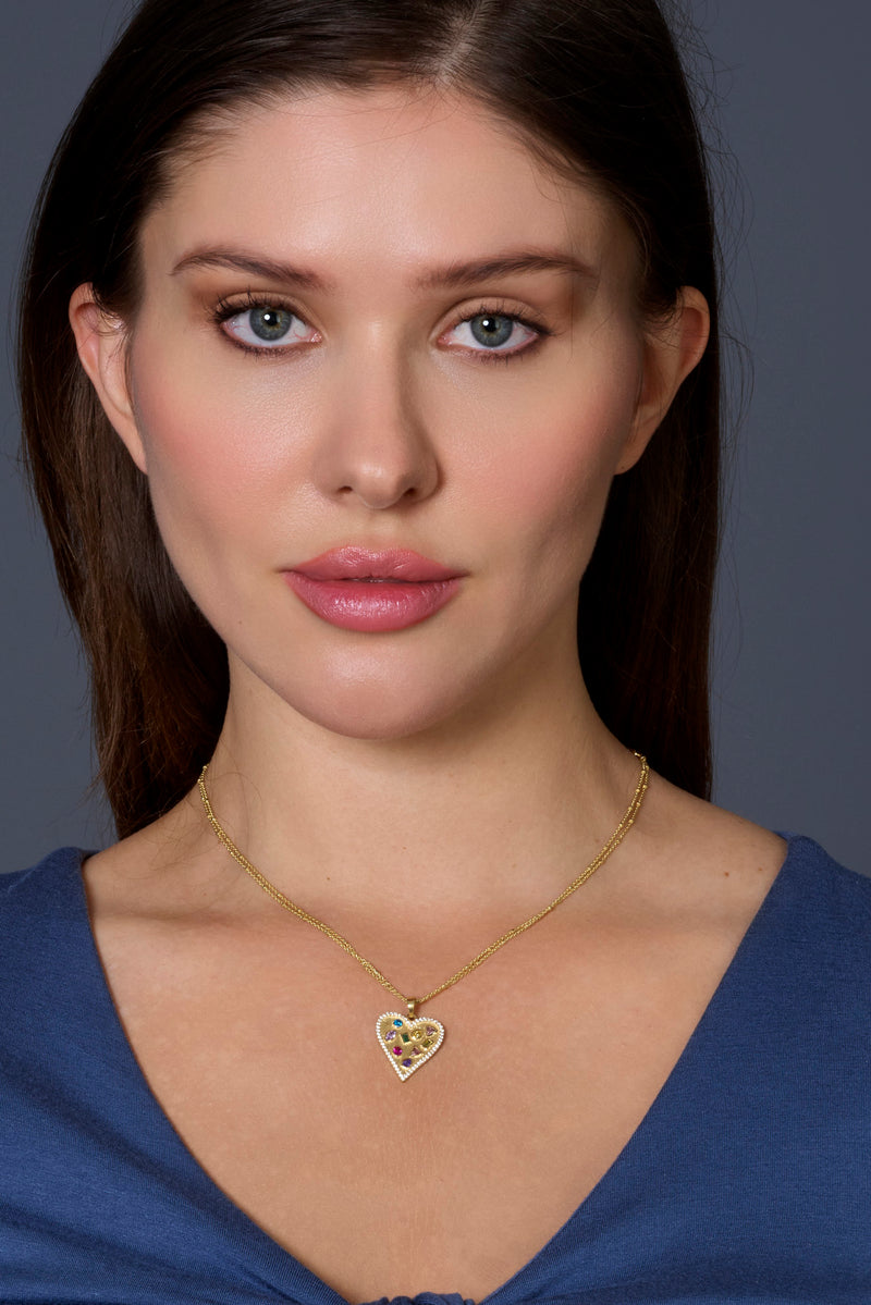 rachel reinhardt multi stone heart necklace