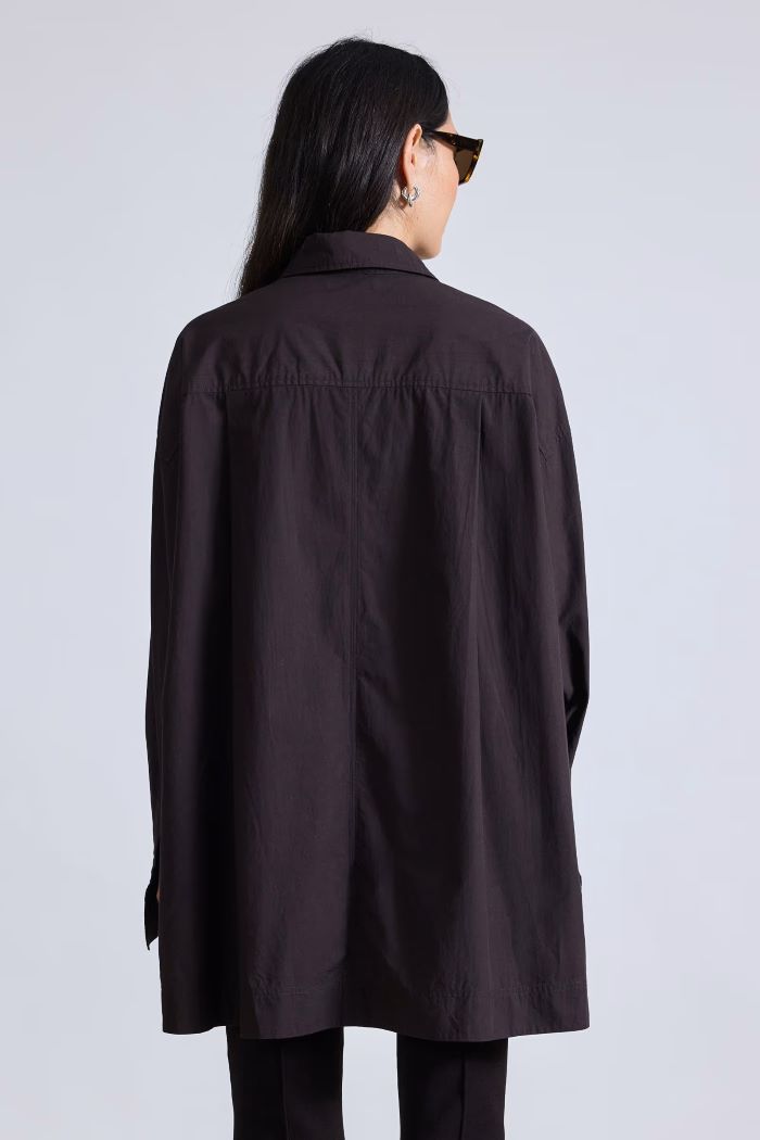 apiece apart aldea oversized button down deep espresso 