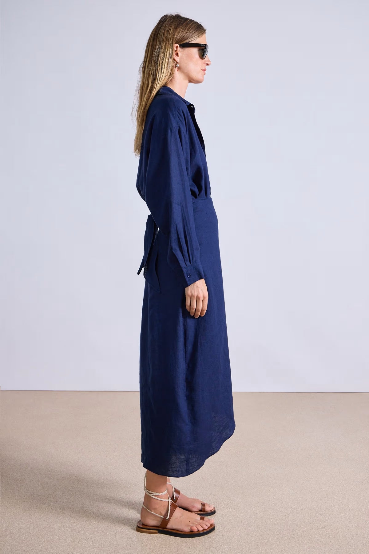 apiece apart alessandra sarong shirtdress navy