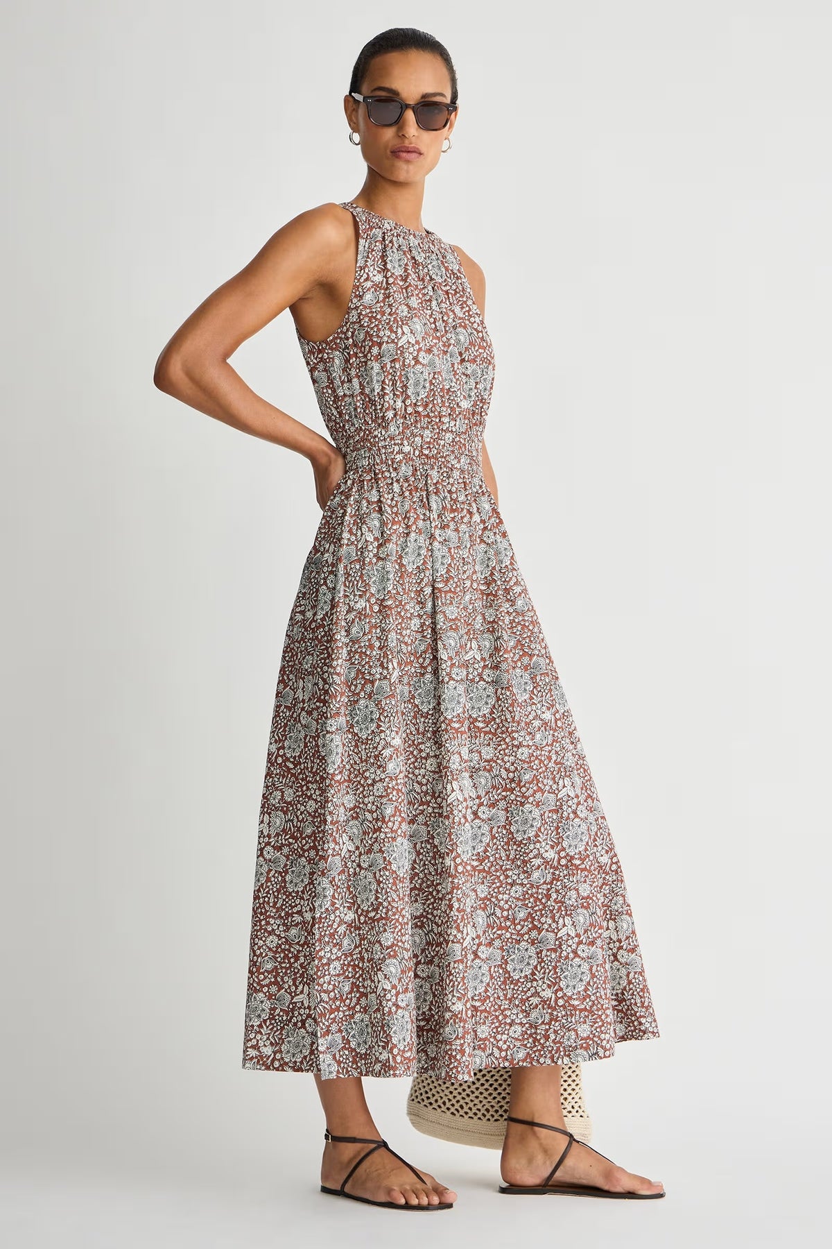 apiece apart bali tank dress clay floral
