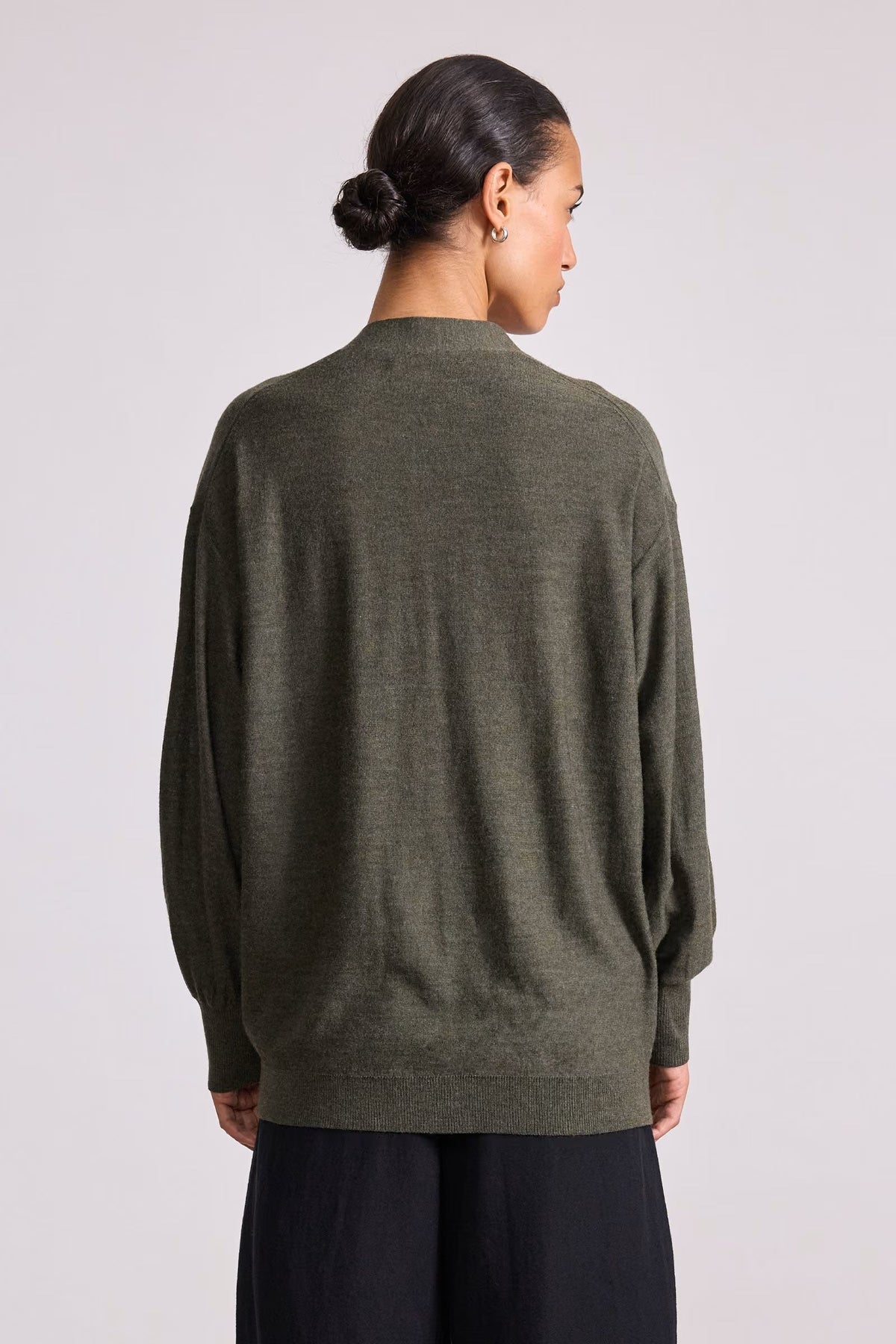 apiece apart drippy tissue cardigan olive