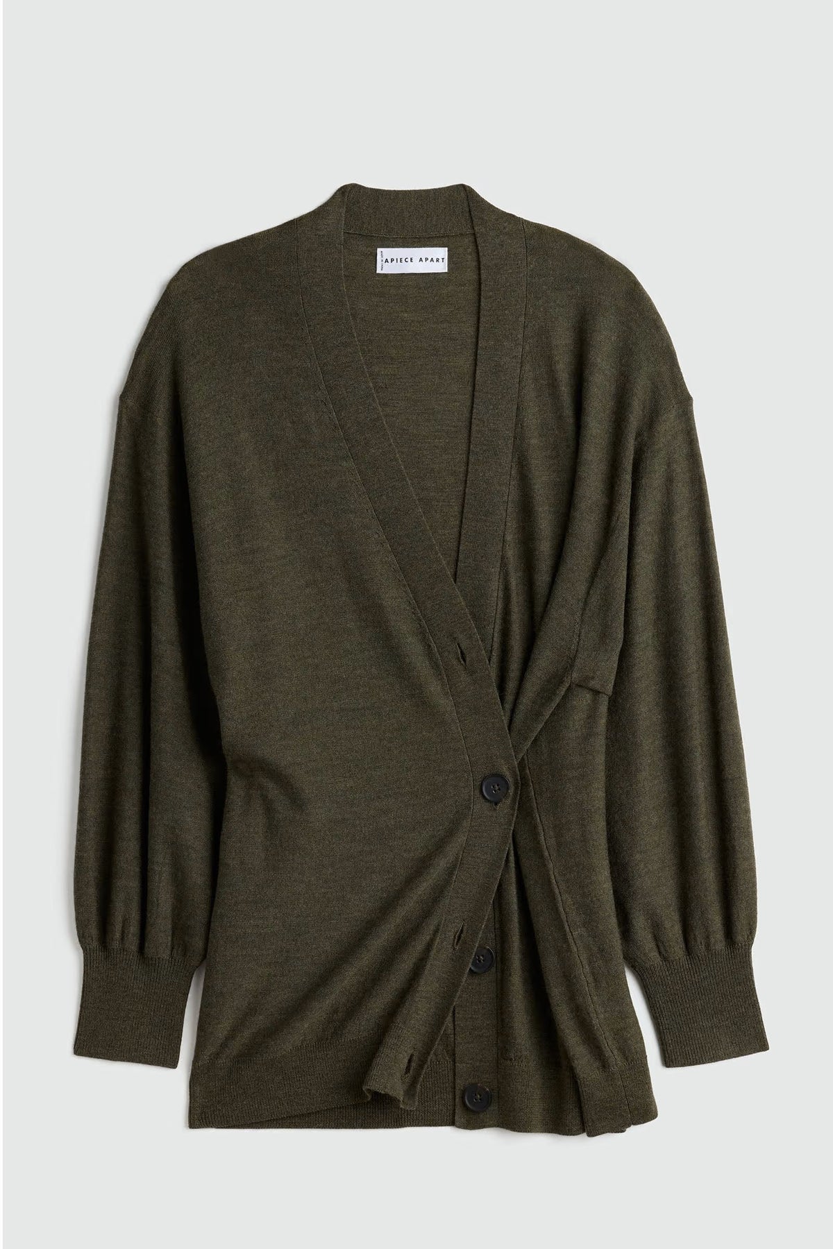 apiece apart drippy tissue cardigan olive