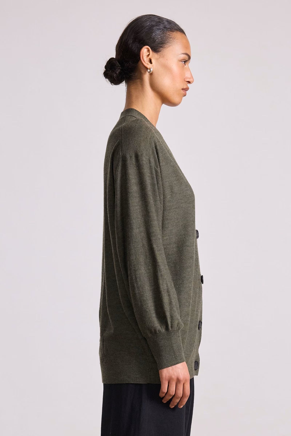 apiece apart drippy tissue cardigan olive