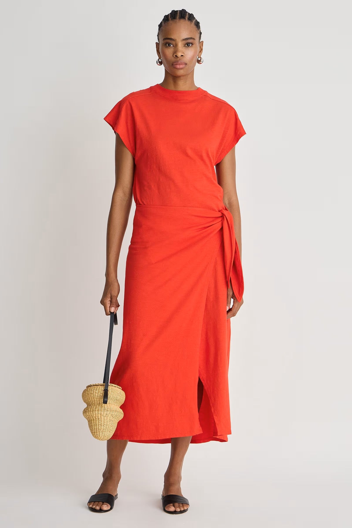 apiece apart fuerte wrap dress firecracker