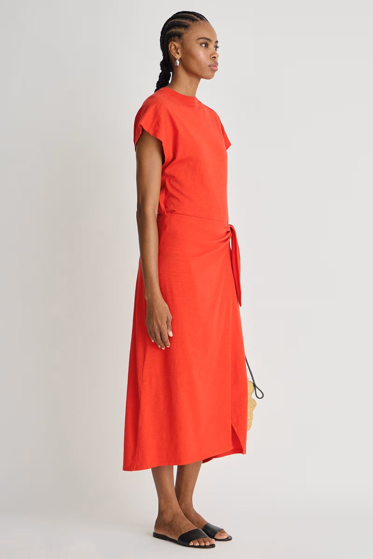 apiece apart fuerte wrap dress firecracker