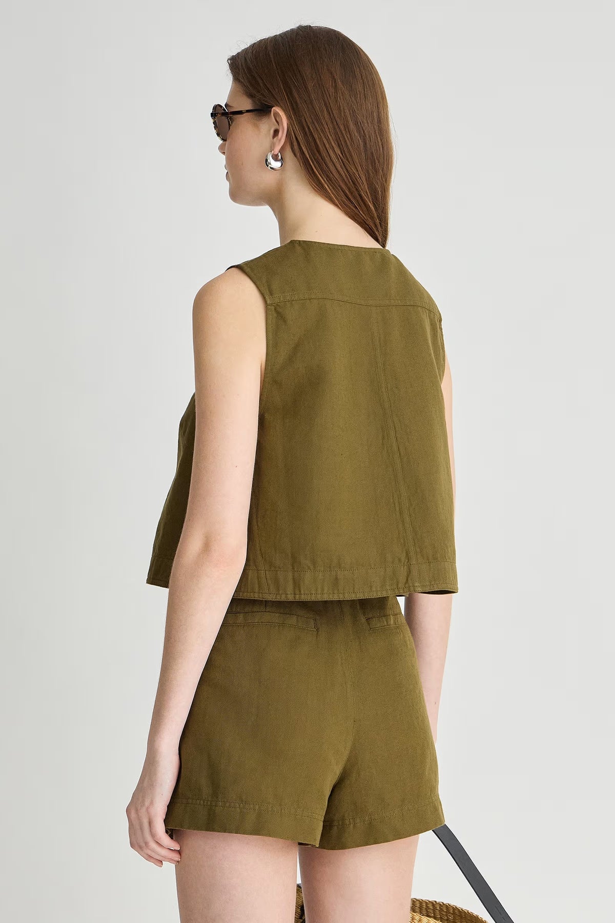 apiece apart godet tank dark olive