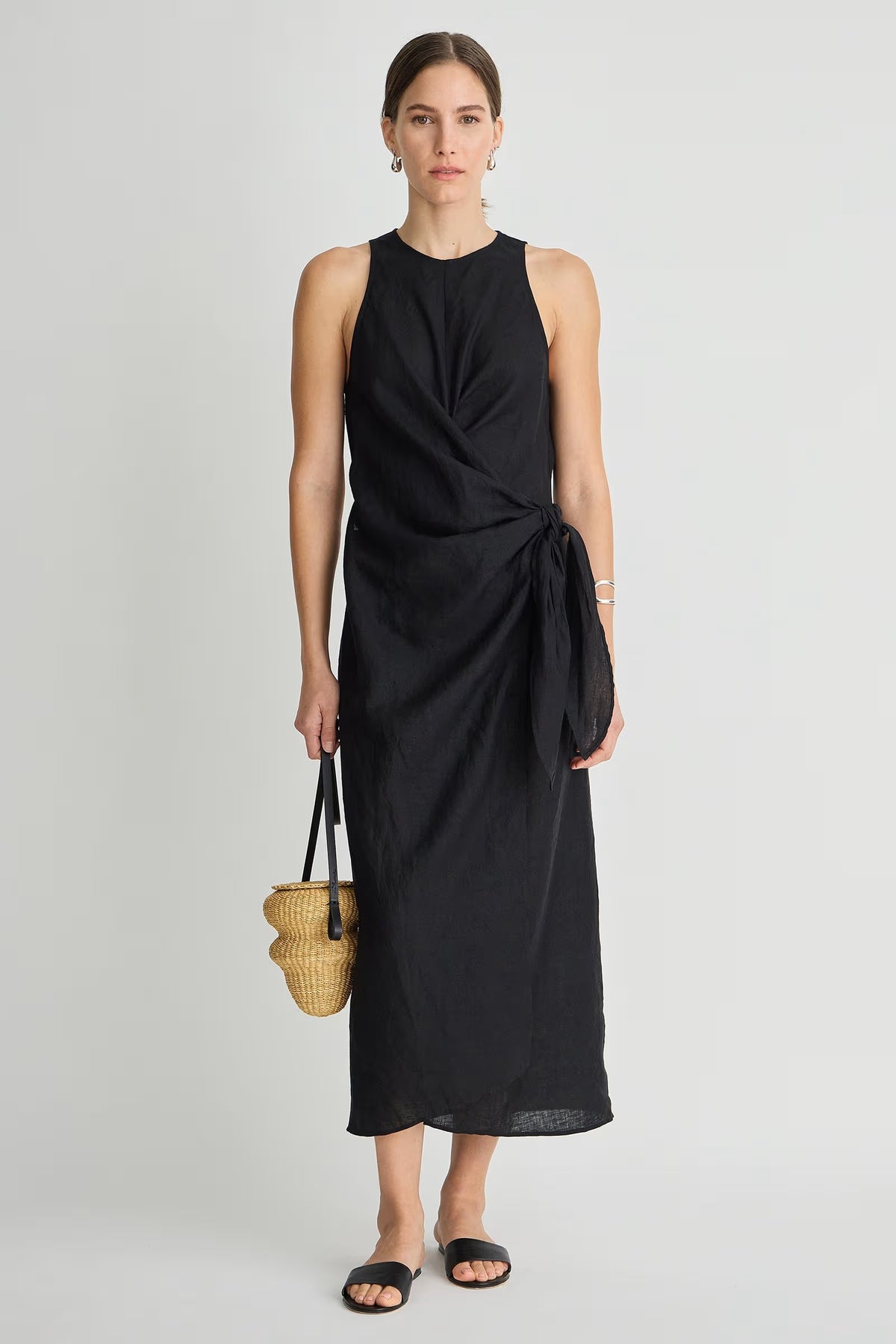 apiece apart gustava wrap dress 8 / Black