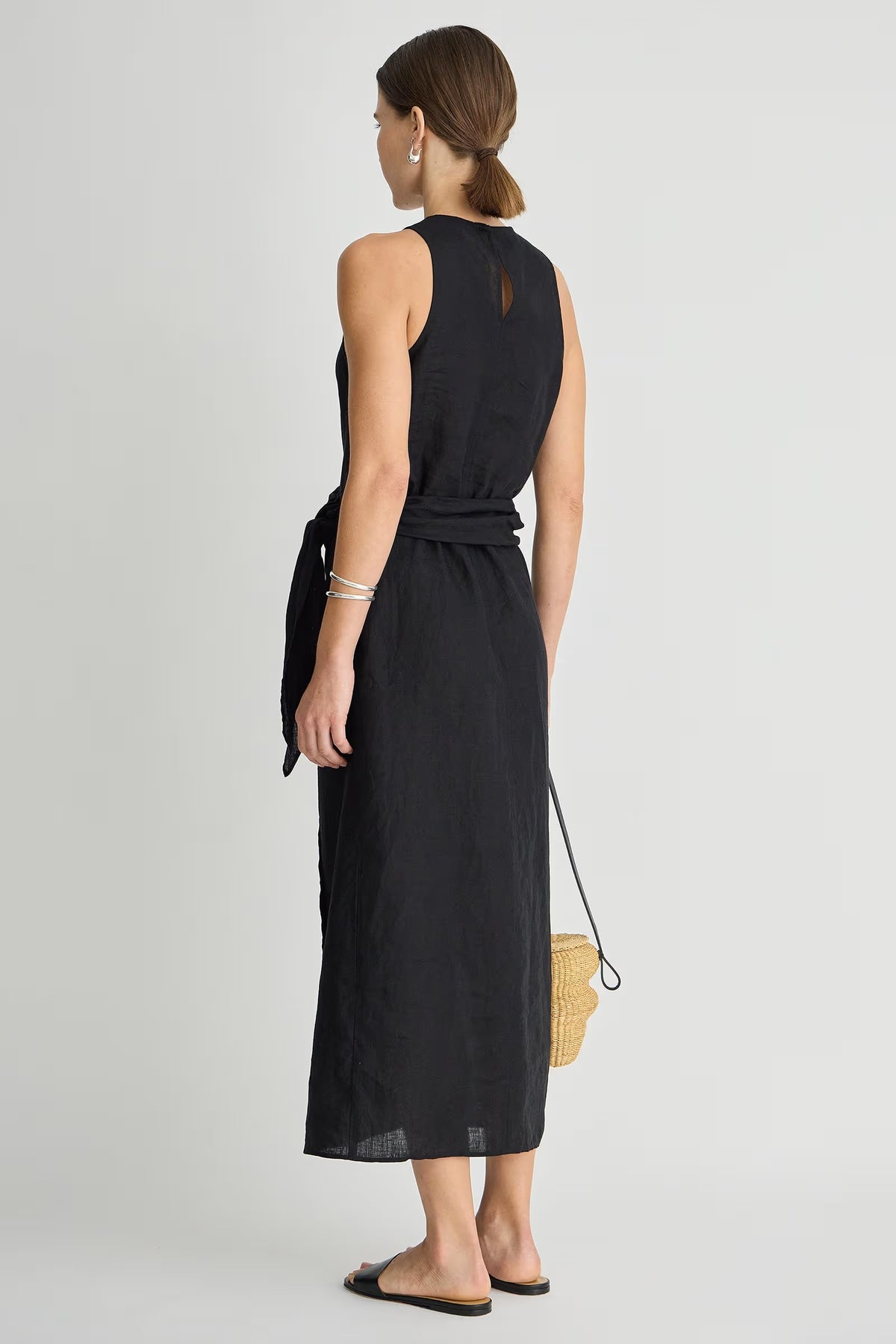 apiece apart gustava wrap dress black