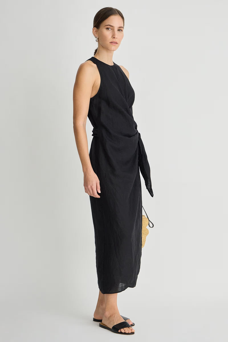 apiece apart gustava wrap dress black