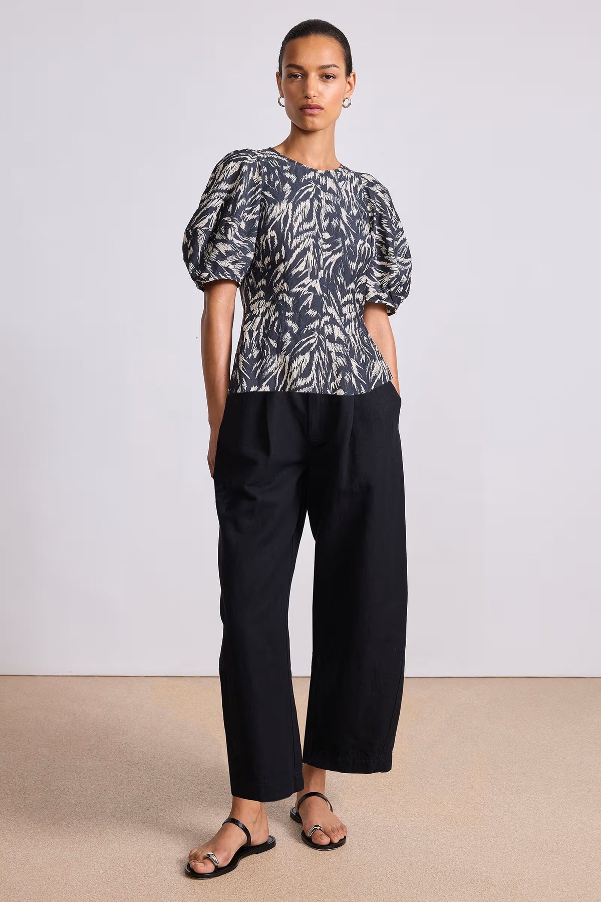 apiece apart lino top abstract animal midnight