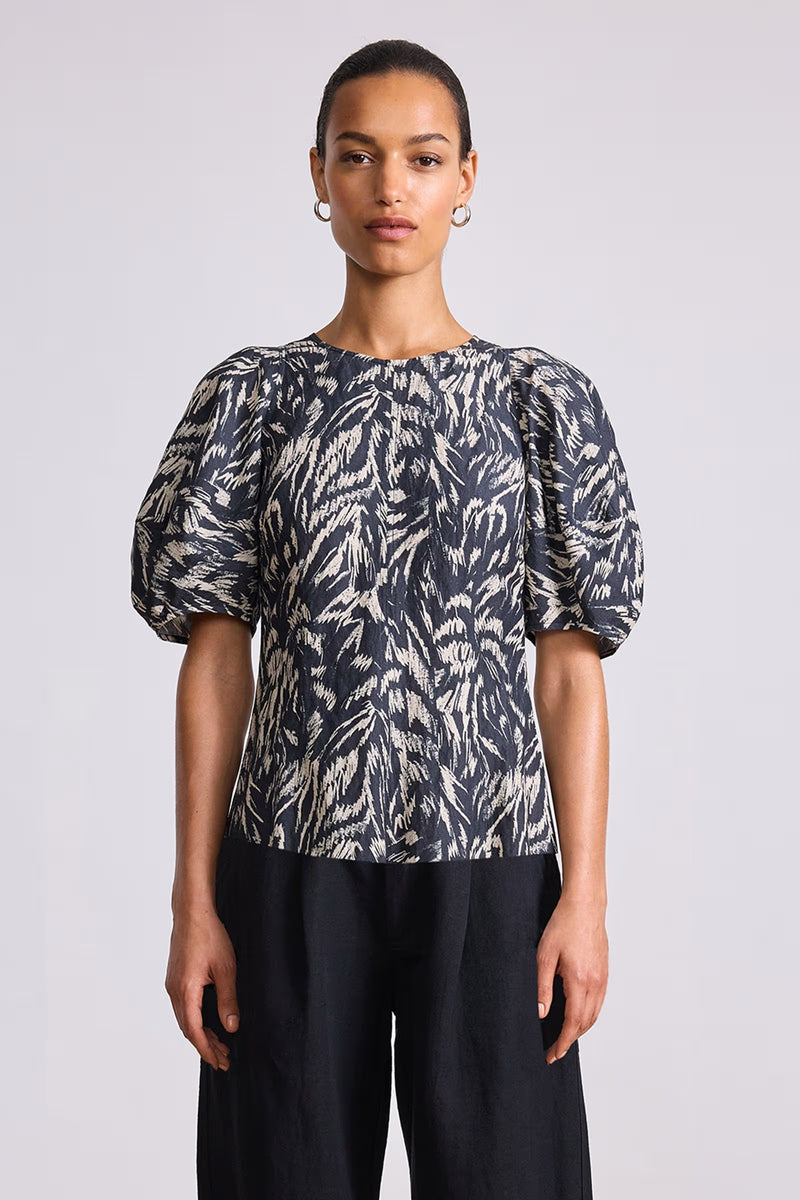 apiece apart lino top abstract animal midnight