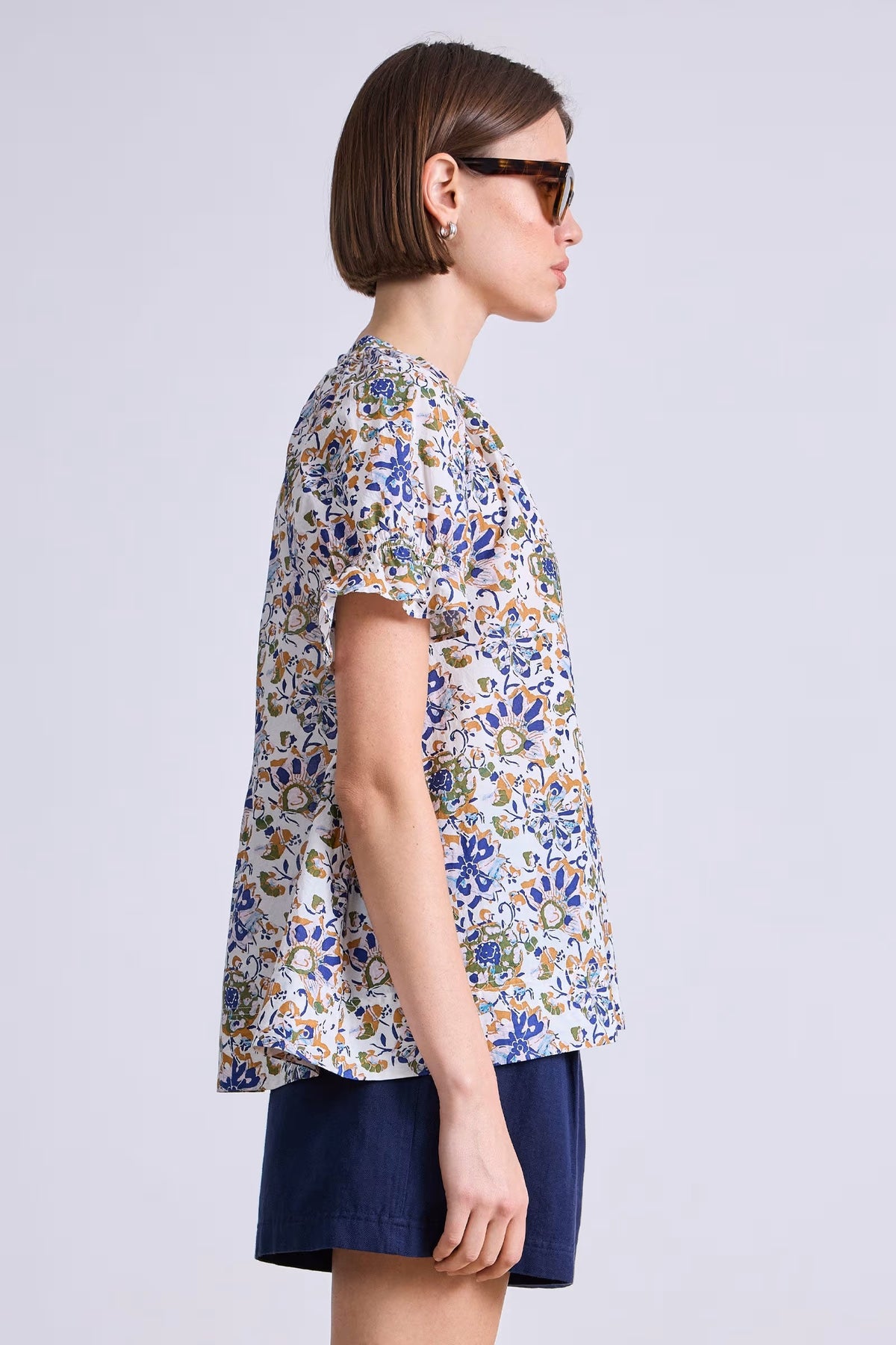 apiece apart lo capo top batik floral cream
