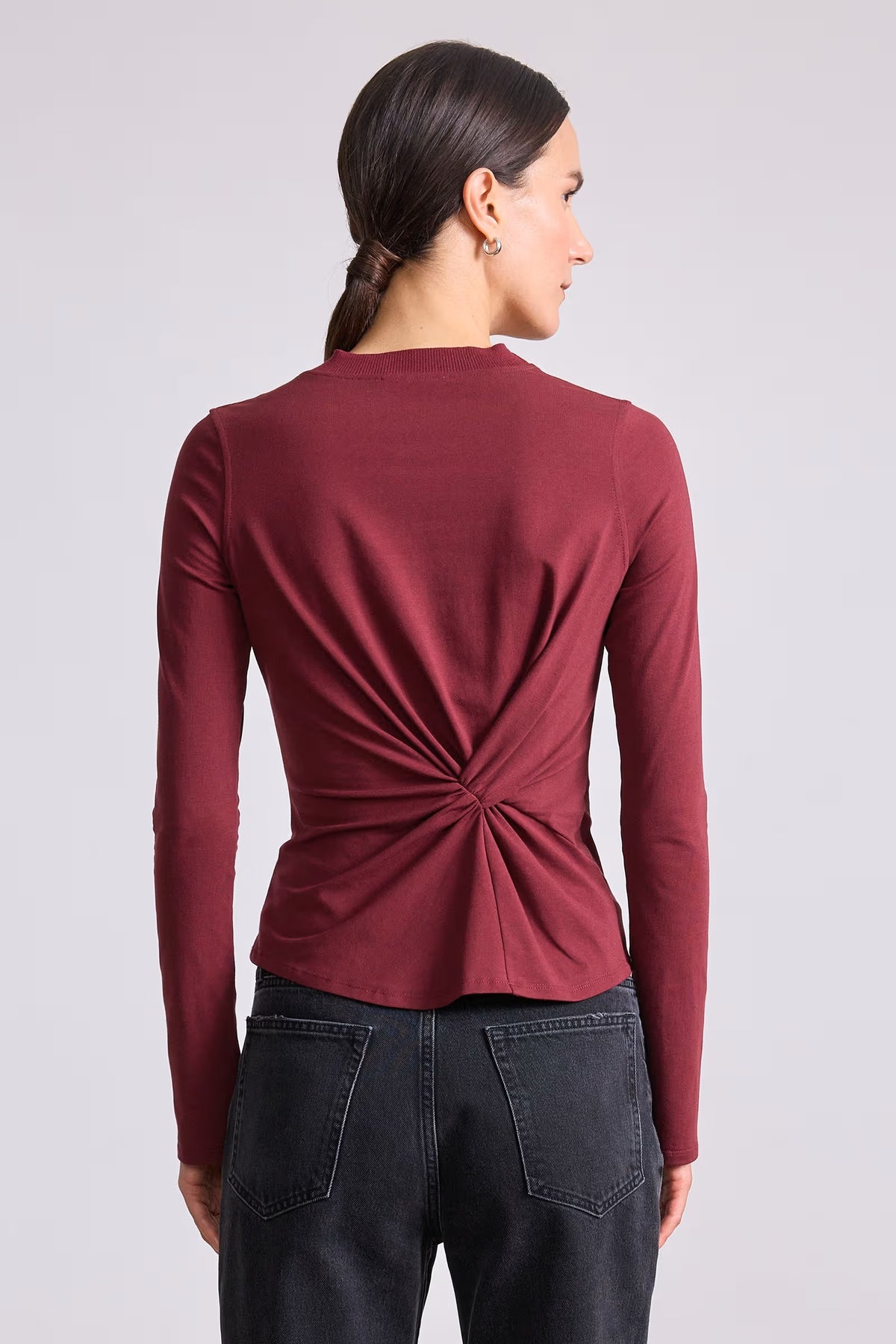 apiece apart long sleeve volta top black cherry