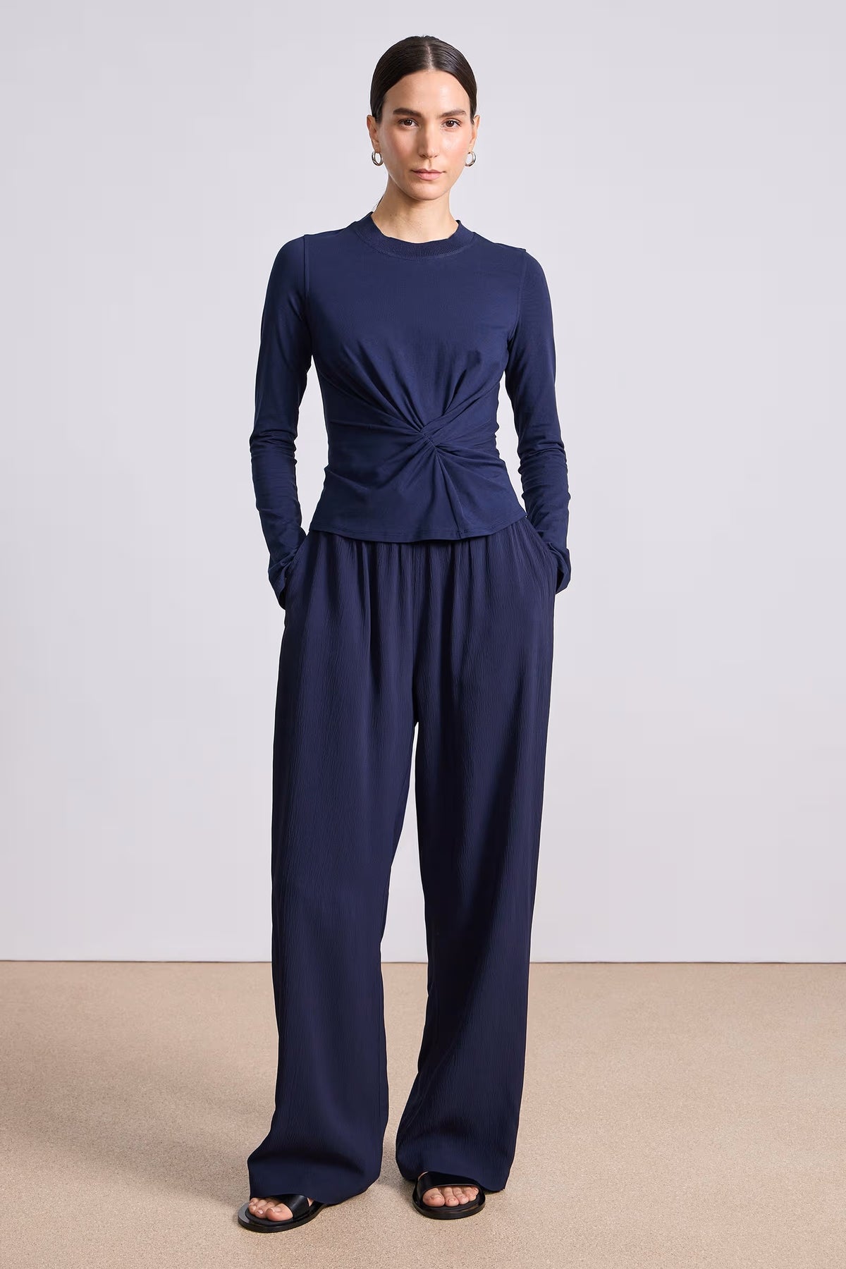 apiece apart long sleeve volta top navy