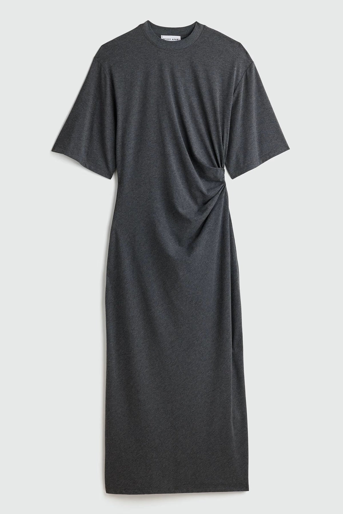 apiece apart luna cinched dress heathered charcoal