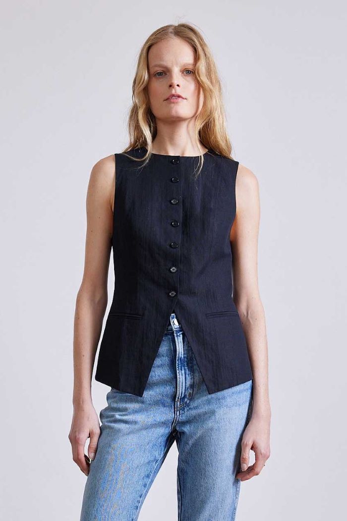 apiece apart marca tunic vest black 