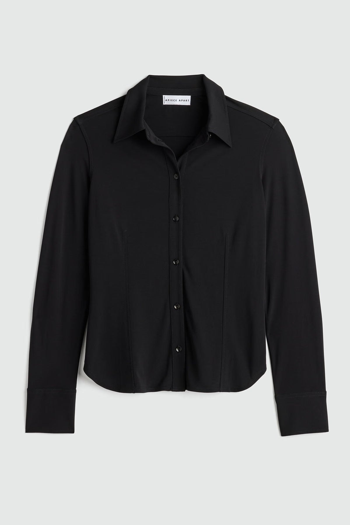 apiece apart merce slinky button up black