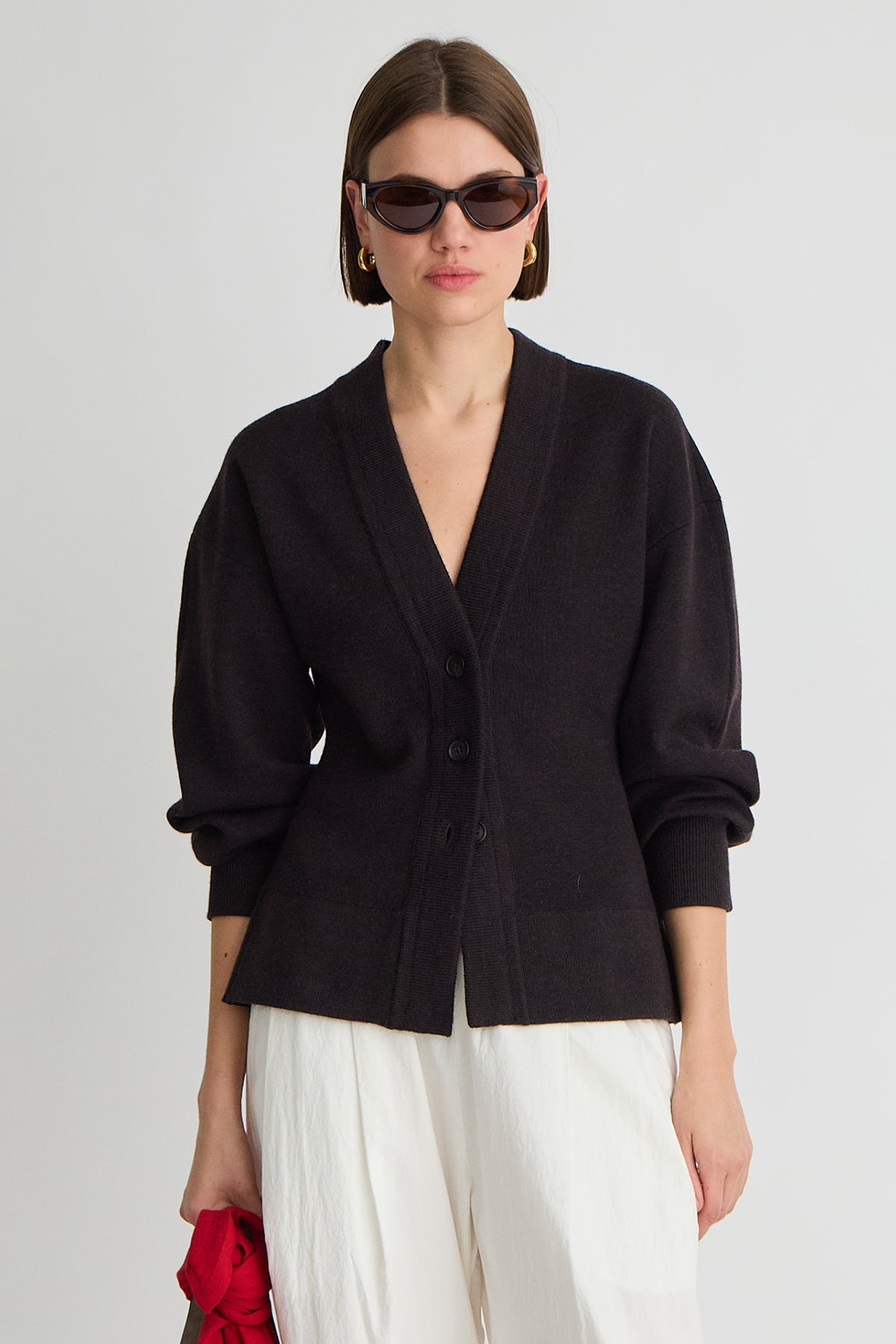 apiece apart salina cardigan deep espresso