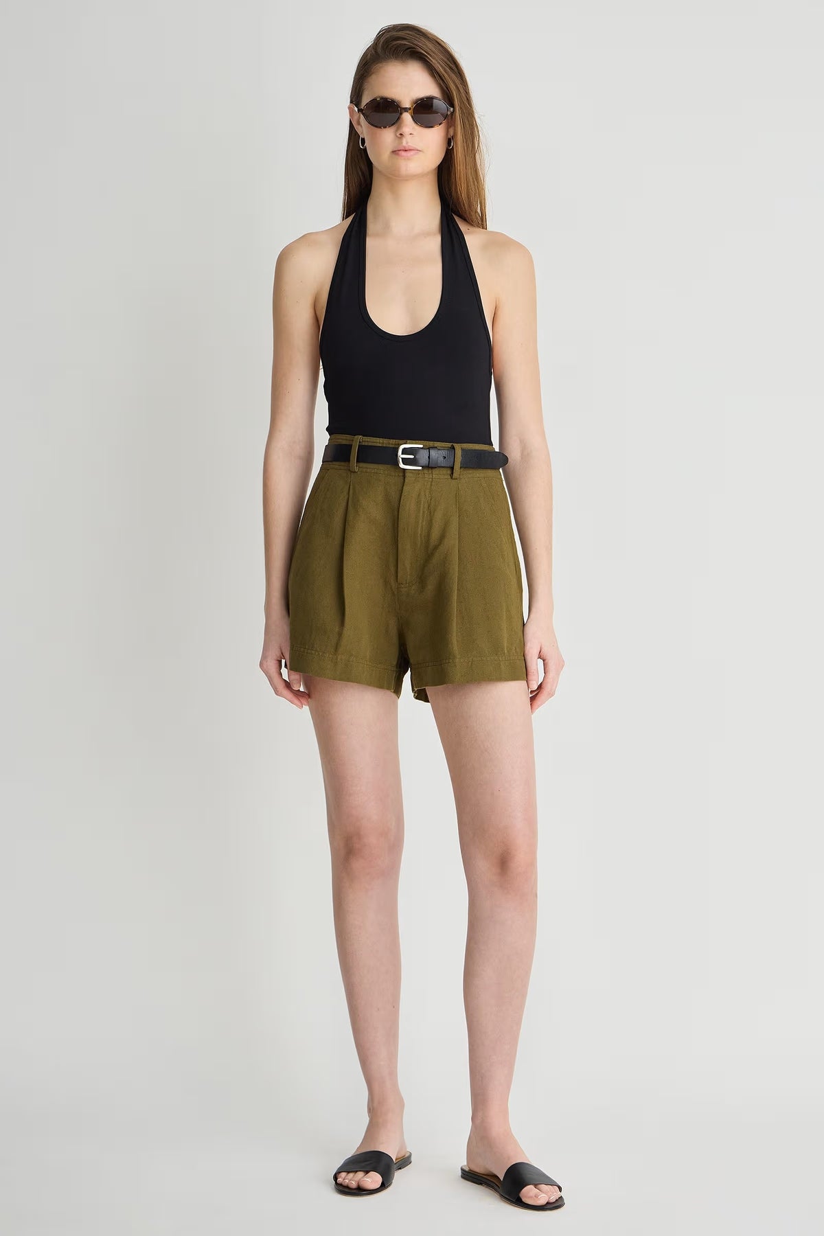 apiece apart short bari short dark olive
