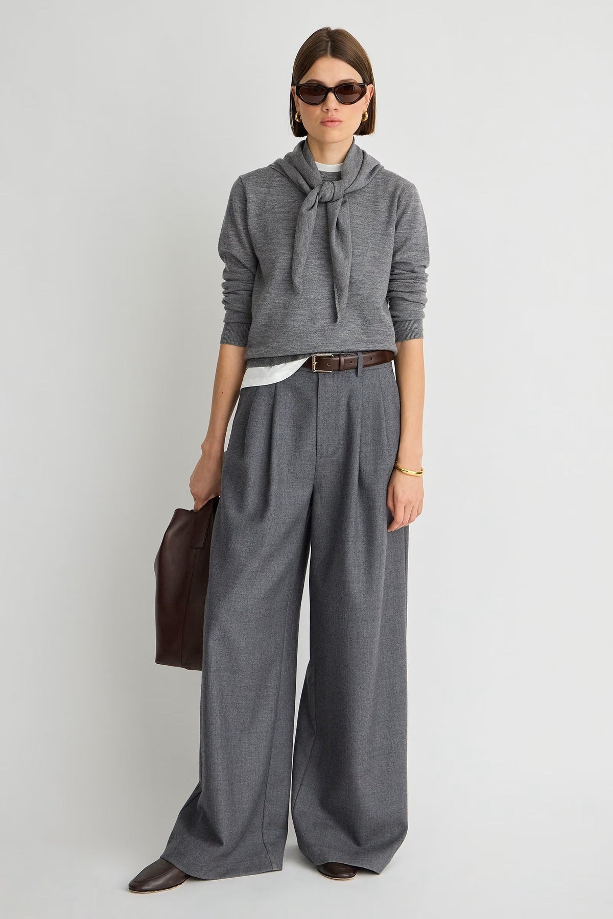 apiece apart the keaton wide leg grey melange