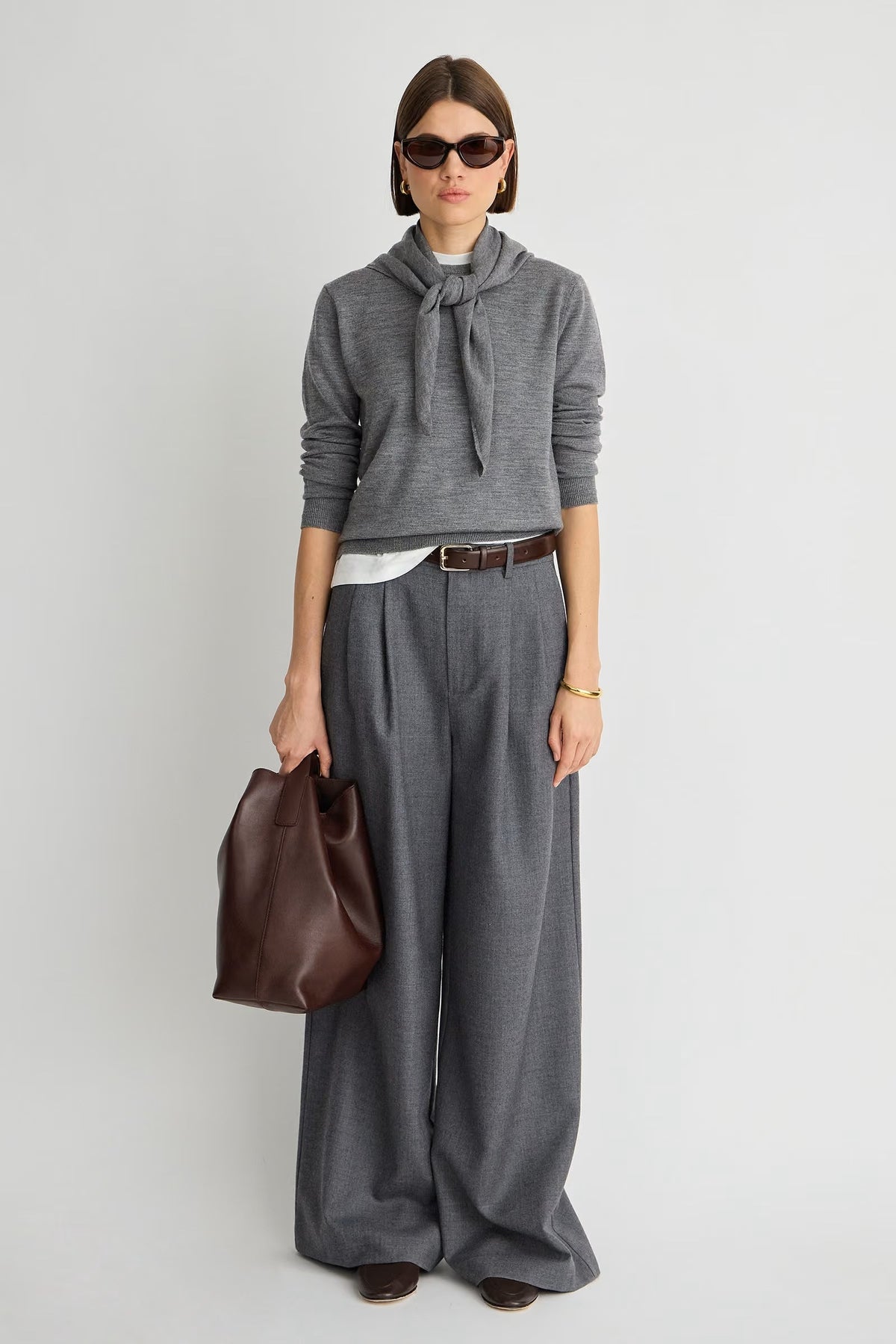 apiece apart the keaton wide leg grey melange