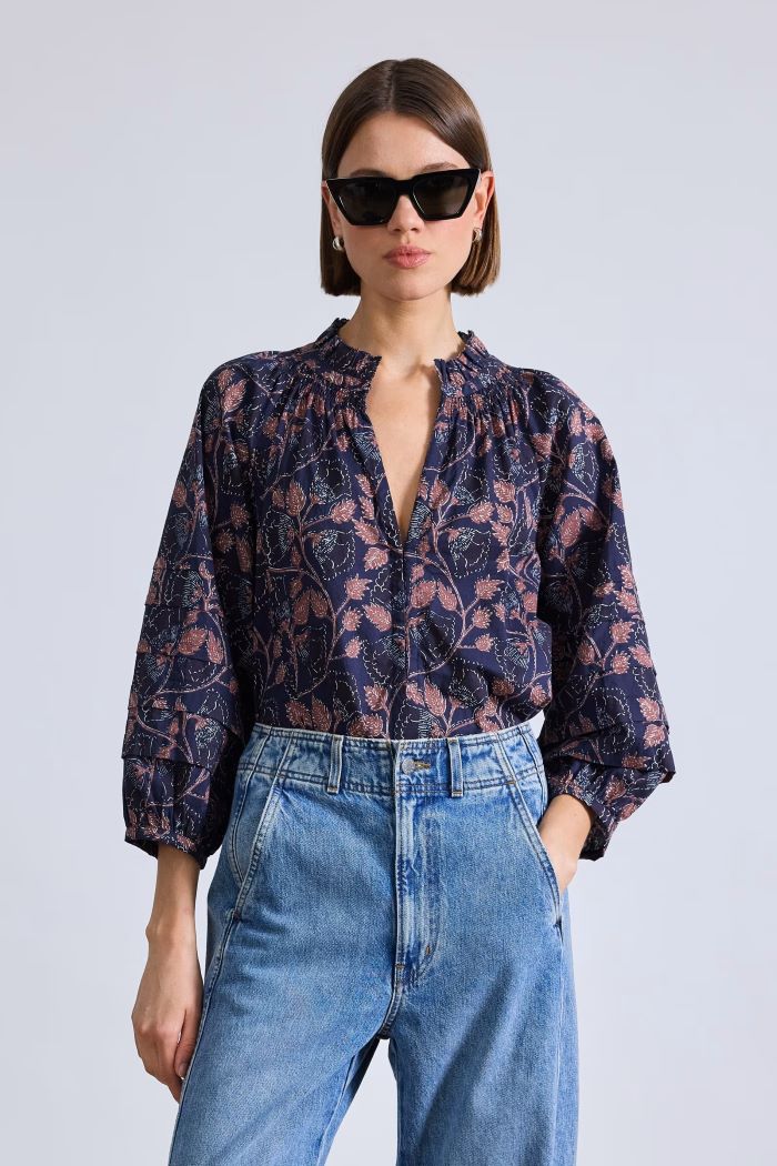 apiece apart trinidad top camille floral navy 