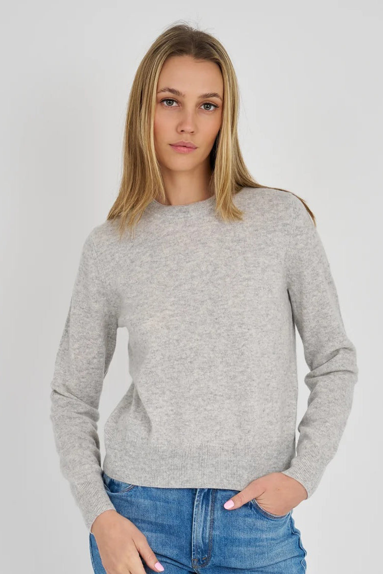 archer cashmere crew light heather grey