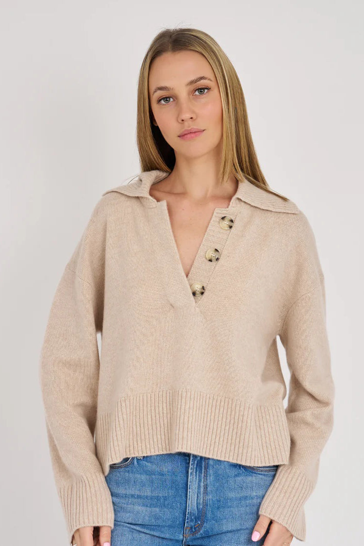 archer cashmere finley polo oatmeal