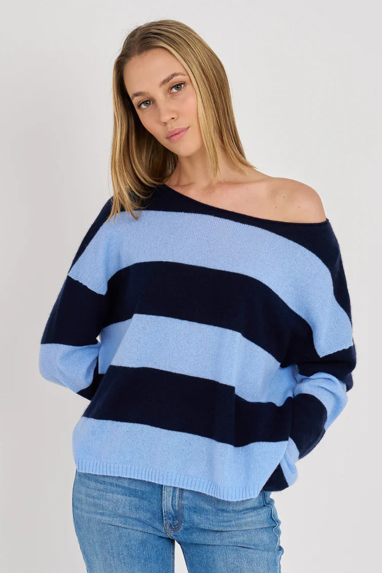 archer shea slouchy crew navy sky stripes