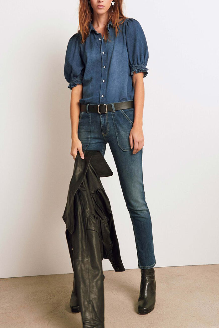 ba&sh honey shirt denim blue